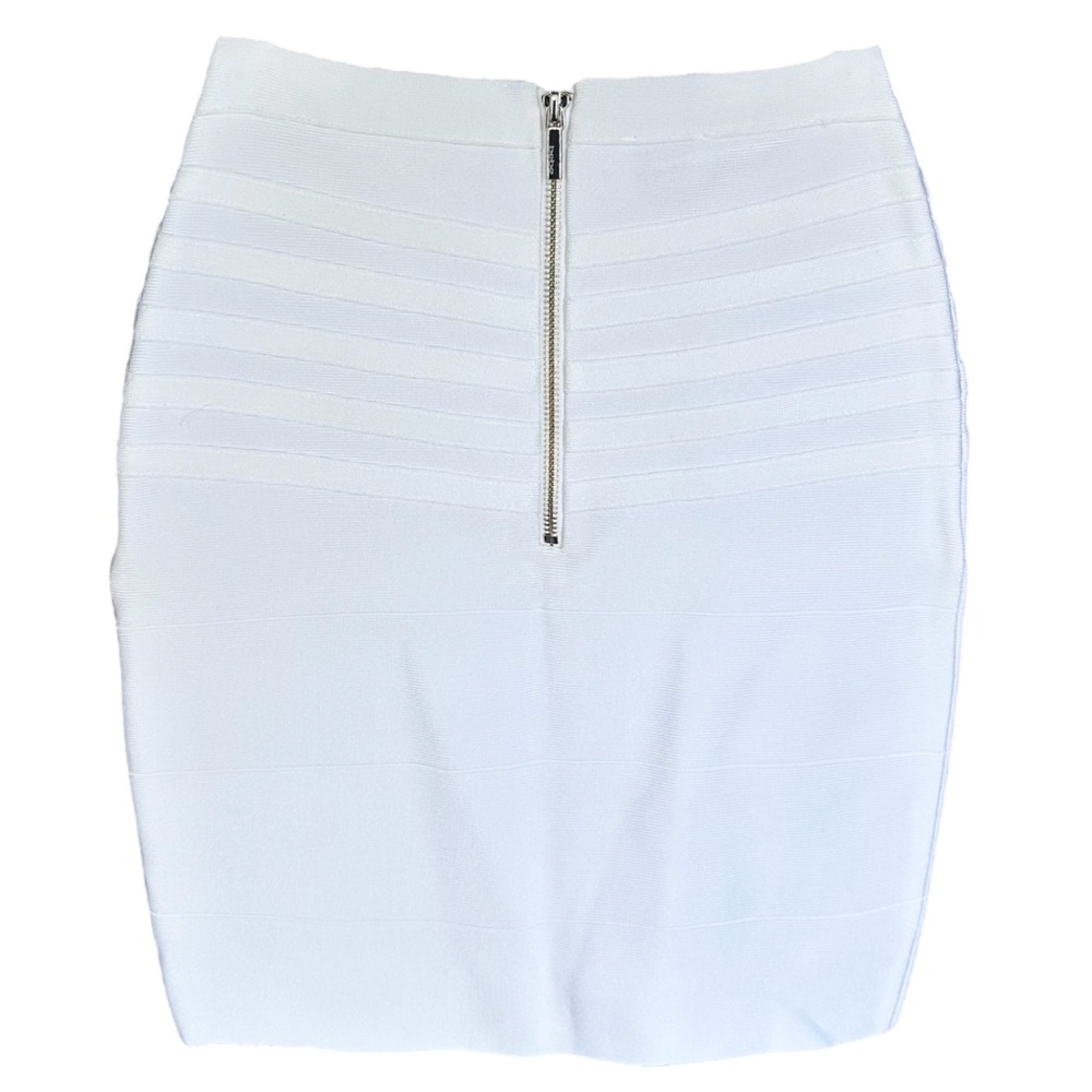 bebe Office Siren Sexy Stretch White Bandage Pencil Mini Skirt Size Medium Party - Picture 3 of 6